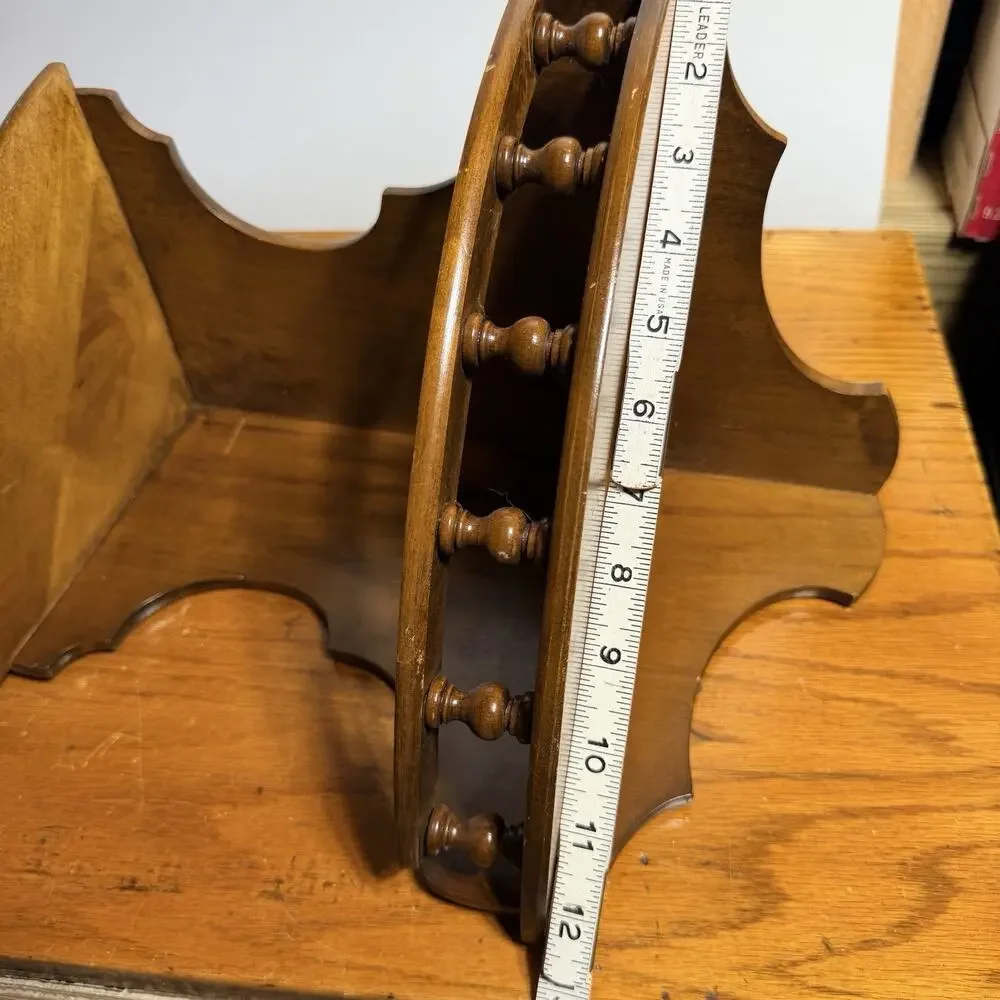 Vintage Dark Wood Wall Corner Shelf 3 Tier Rail Cottage Country Display 25